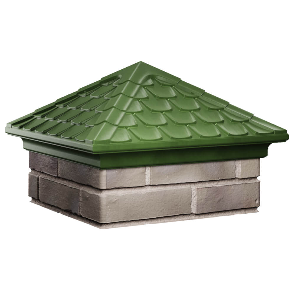 Колпак Zking Эльбрус Зеленый на столб 1.5х1.5 кирпича (385х385мм)